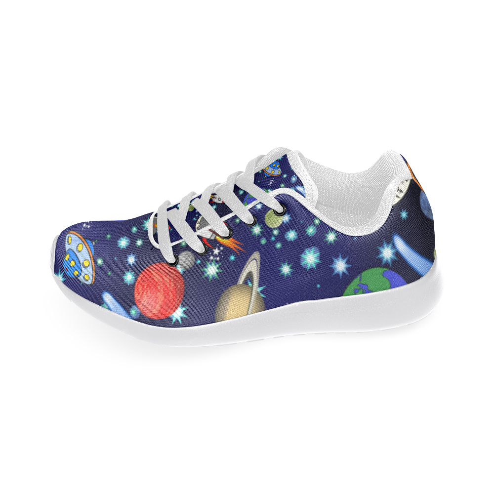 Galaxy Universe - Planets,Stars,Comets,Rockets (White Laces) Women's Running Shoes/Large Size (Model 020)