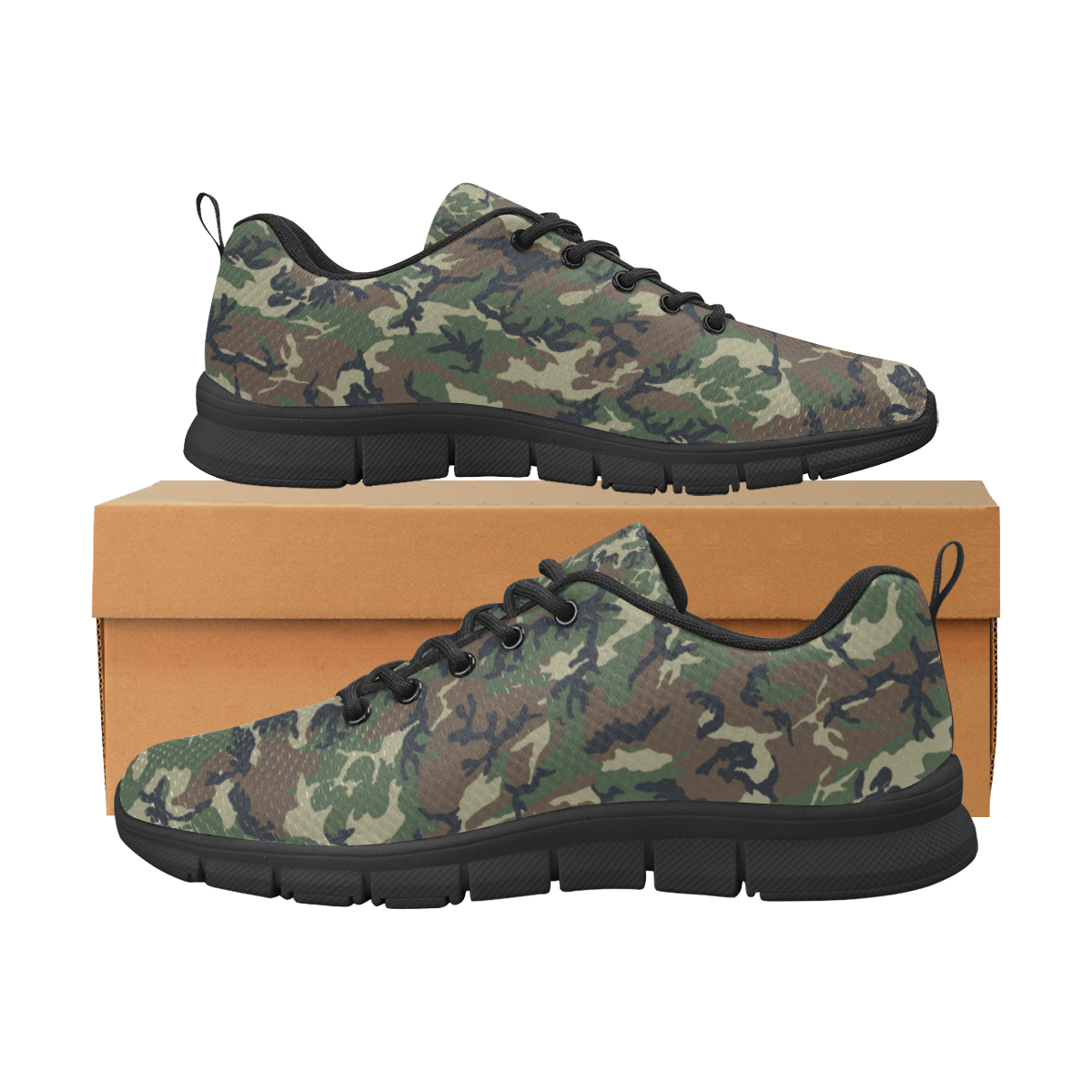 Woodland Forest Green Camouflage Women's Breathable Running Shoes (Model 055)