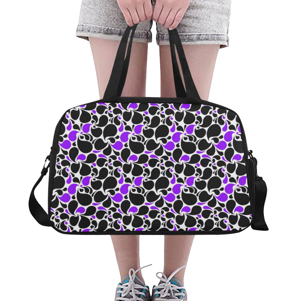 purple black paisley Fitness Handbag (Model 1671)