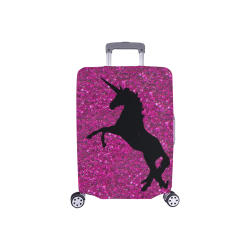 unicorn on pink glitter Luggage Cover/Small 18"-21"