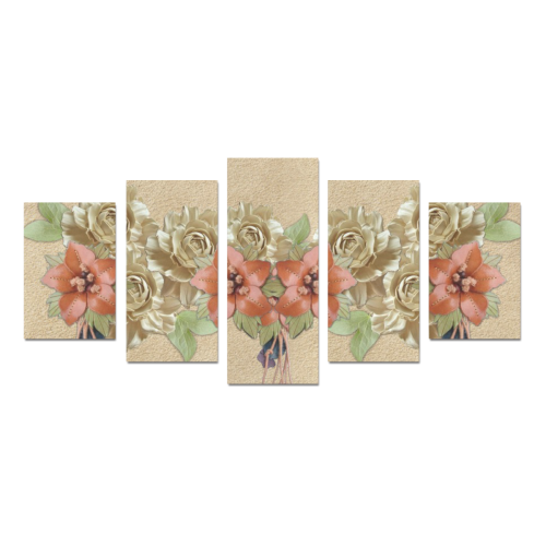 Leather flowers on suede Canvas Print Sets D (No Frame)