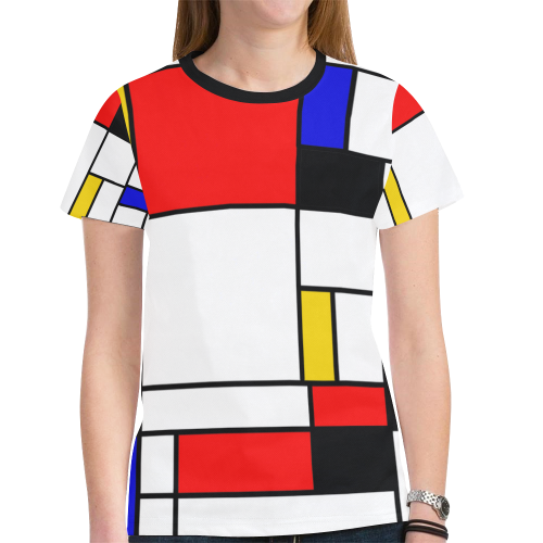 Bauhouse Composition Mondrian Style New All Over Print T-shirt for Women (Model T45)