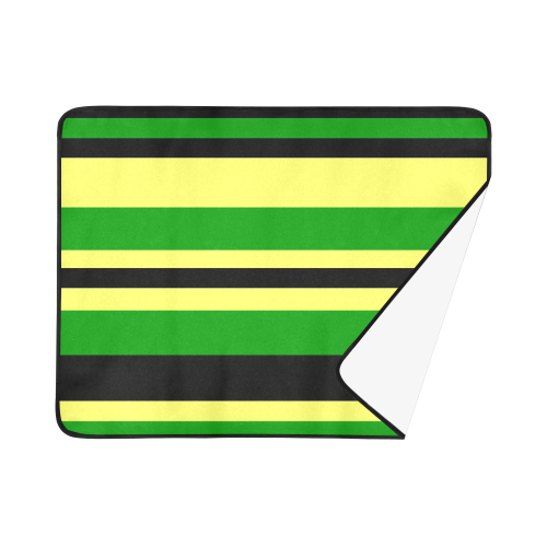 Jamaican Inspired Yellow, Black and Green Stripes Beach Mat 78"x 60"