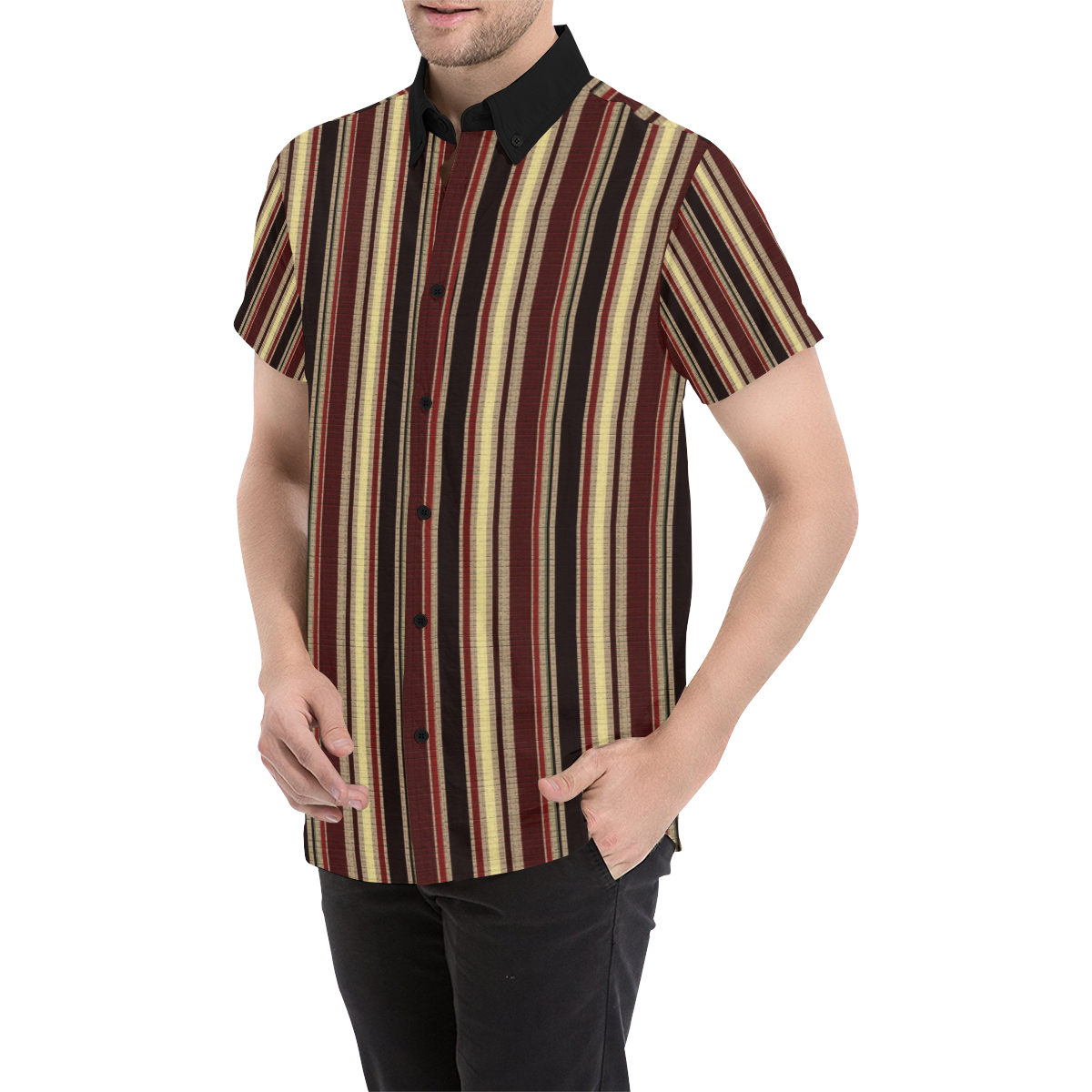 Dark textured stripes Men's All Over Print Short Sleeve Shirt/Large Size (Model T53)