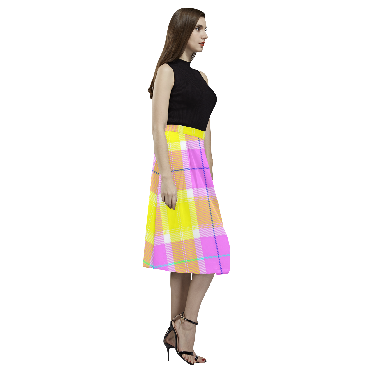 PINK TARTAN-8 Aoede Crepe Skirt (Model D16)