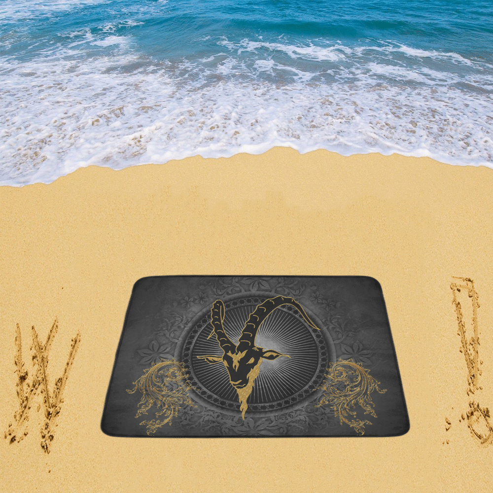 Billy-goat in black and gold Beach Mat 78"x 60"