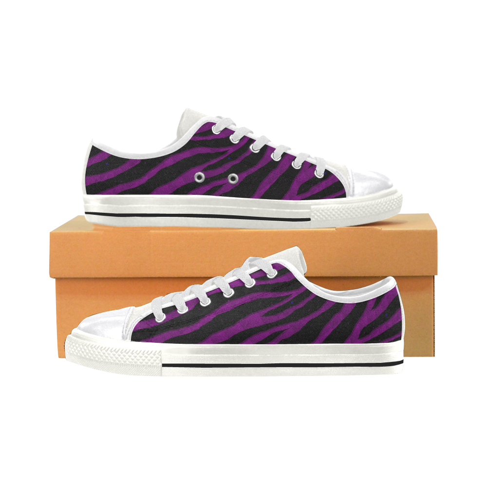 Ripped SpaceTime Stripes - Purple Women's Classic Canvas Shoes (Model 018)