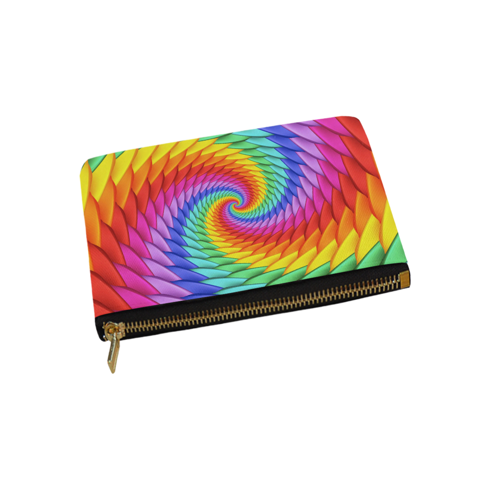Psychedelic Rainbow Spiral Pouch Carry-All Pouch 9.5''x6''