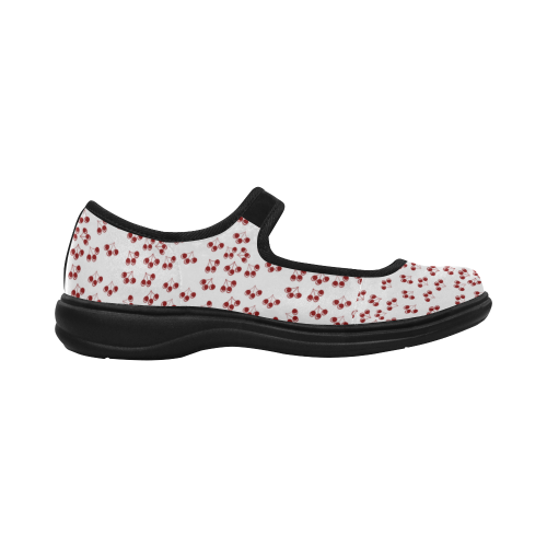 red cherries Mila Satin Women's Mary Jane Shoes (Model 4808)