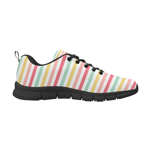Pastel Stripes Women's Breathable Running Shoes/Large (Model 055)