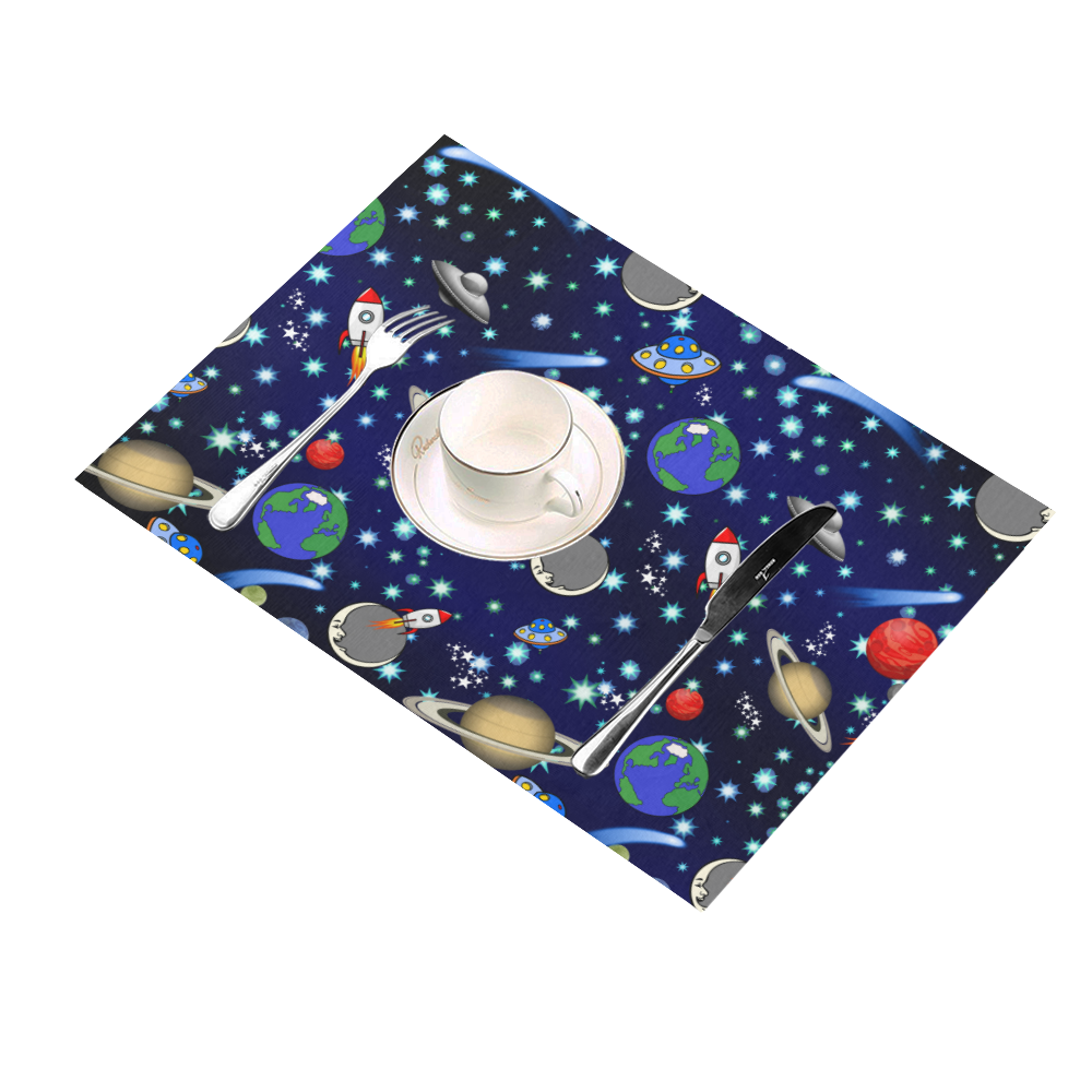 Galaxy Universe - Planets,Stars,Comets,Rockets Placemat 14’’ x 19’’ (Set of 6)
