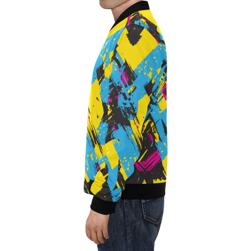 Colorful paint stokes on a black background All Over Print Bomber Jacket for Men (Model H19)