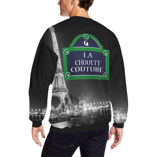 RUE DE PARIS Men's Oversized Fleece Crew Sweatshirt (Model H18)