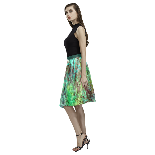 Peacock Batik Pattern Melete Pleated Midi Skirt (Model D15)