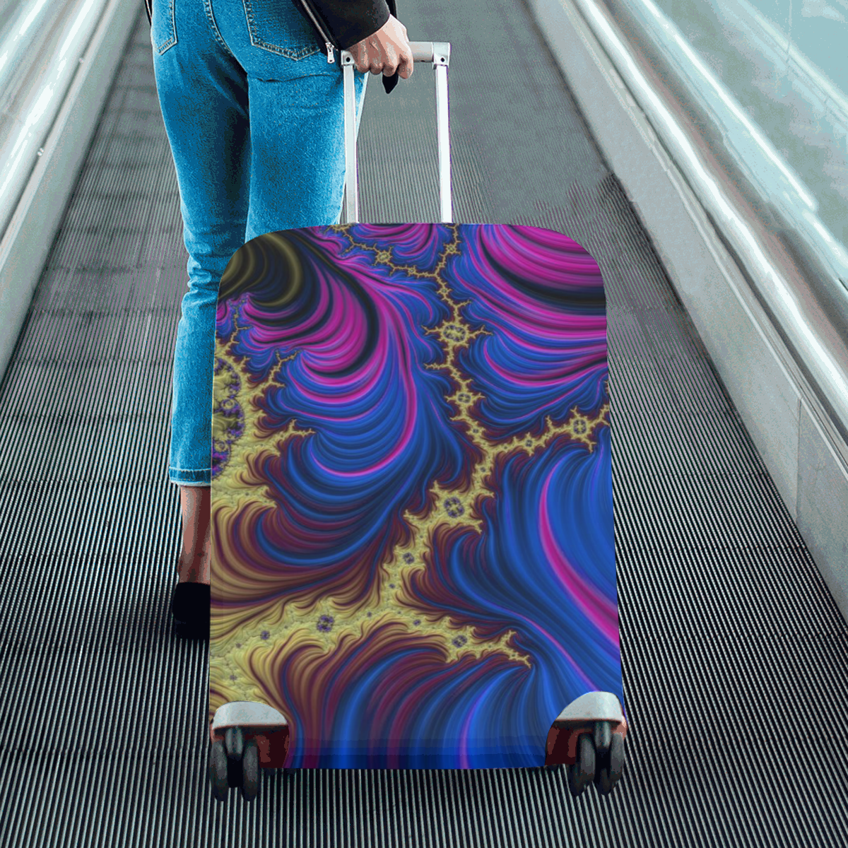 gorgeous Fractal 177 C by JamColors Luggage Cover/Large 26"-28"