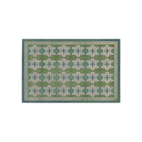 Ayumi Vintage Green, Blue Cross Floral Area Rug 5'x3'3''