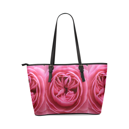 Rose Fleur Macro Leather Tote Bag/Large (Model 1640)