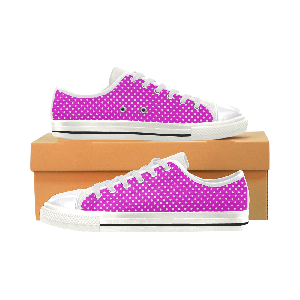 Pink polka dots Canvas Women's Shoes/Large Size (Model 018)