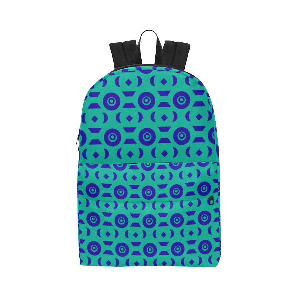 Blue Geometric Shapes in Turquoise Unisex Classic Backpack (Model 1673)