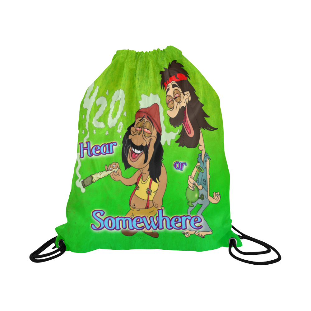 Weed - Hear or Somewhere Large Drawstring Bag Model 1604 (Twin Sides)  16.5"(W) * 19.3"(H)