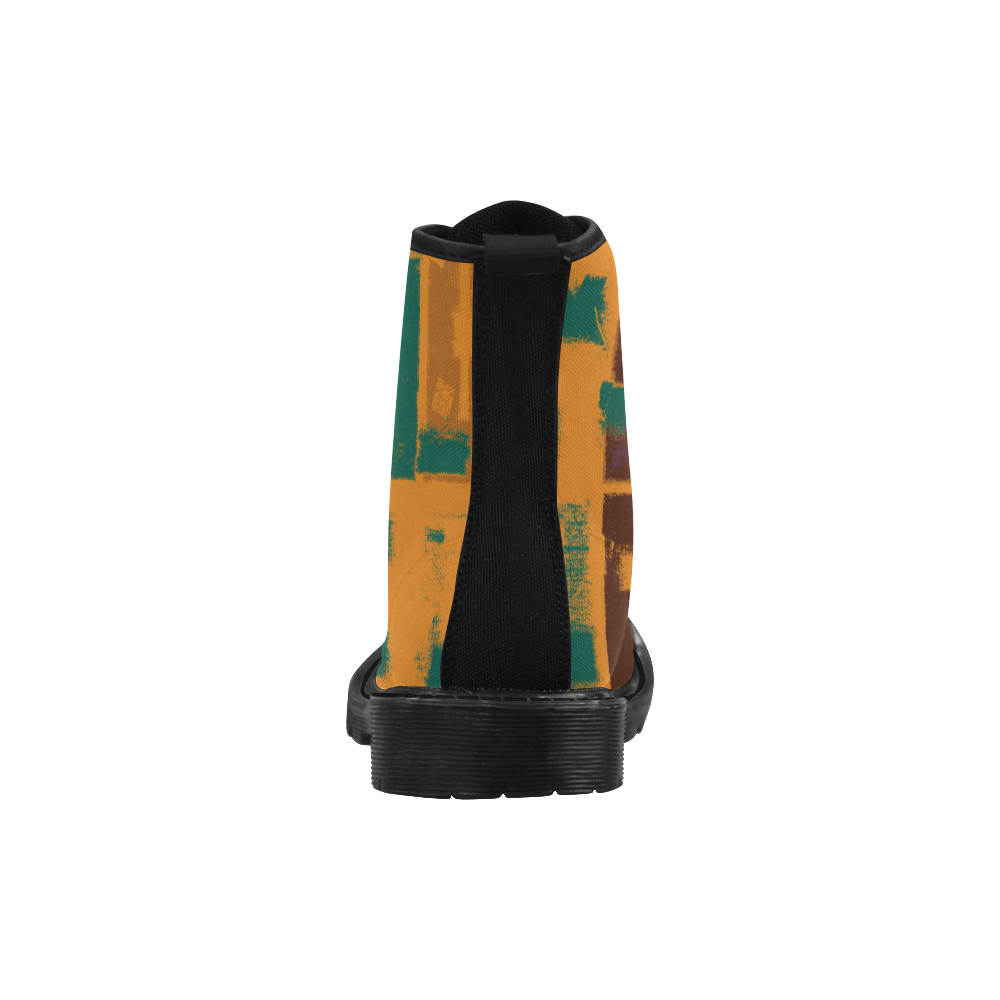 Orange texture Martin Boots for Men (Black) (Model 1203H)