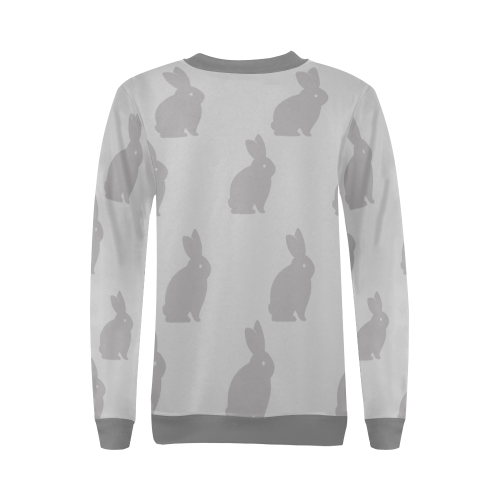 Rabbits Greys All Over Print Crewneck Sweatshirt for Women (Model H18)