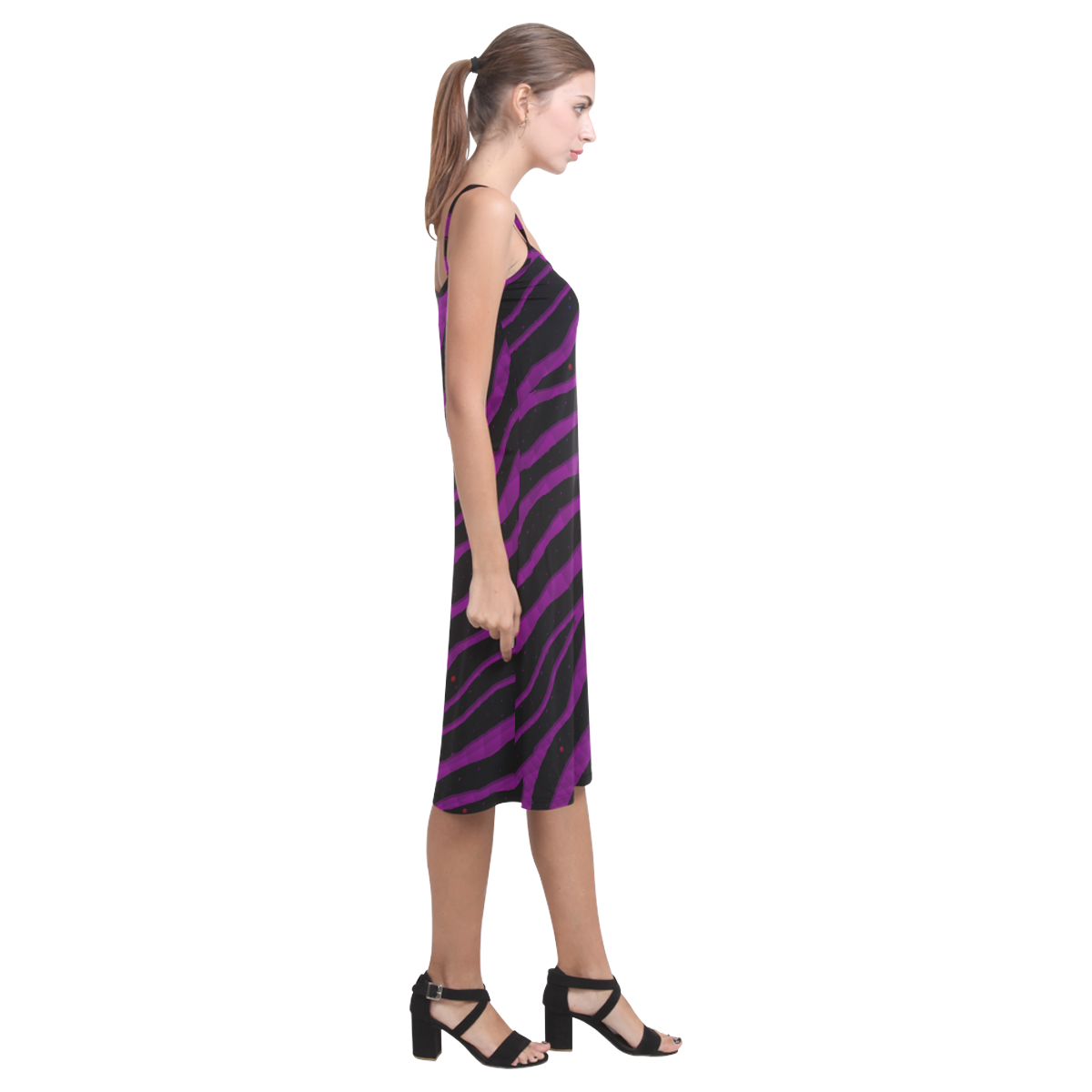 Ripped SpaceTime Stripes - Purple Alcestis Slip Dress (Model D05)