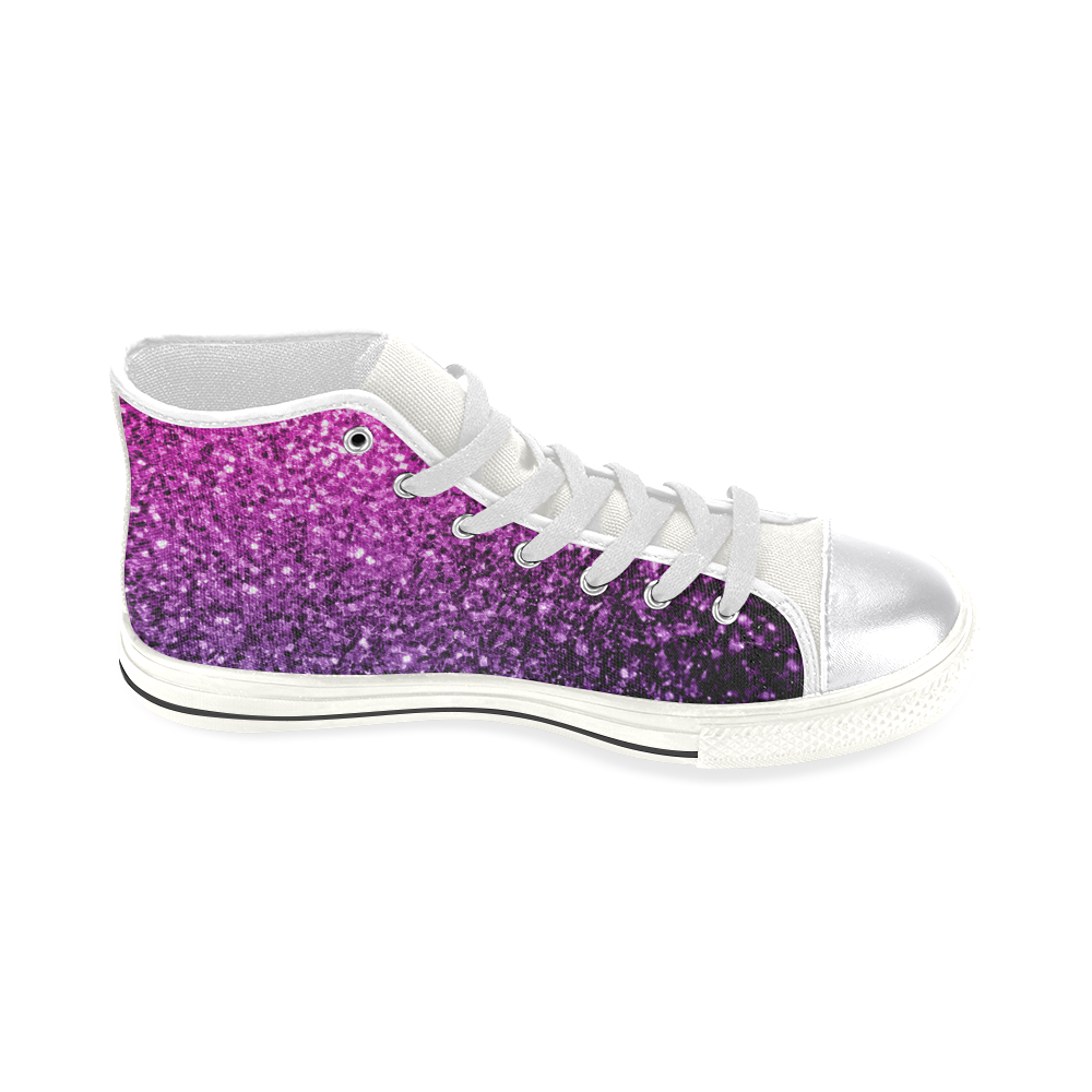 Beautiful Purple Pink Ombre glitter sparkles Women's Classic High Top Canvas Shoes (Model 017)