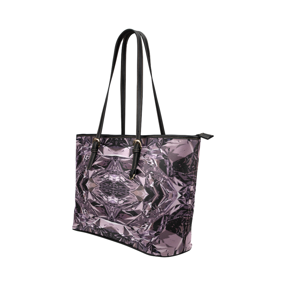 deep space pink Leather Tote Bag/Small (Model 1651)