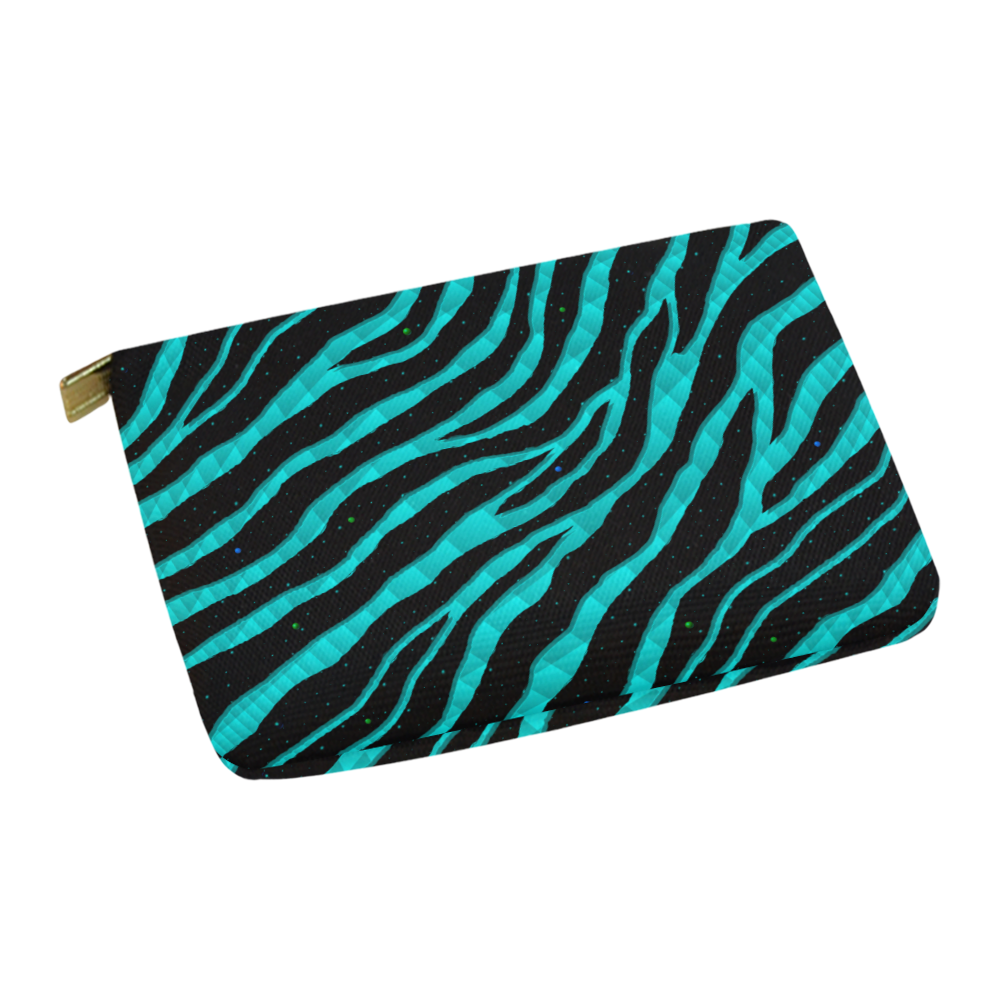 Ripped SpaceTime Stripes - Cyan Carry-All Pouch 12.5''x8.5''