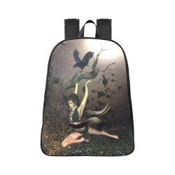 Beautiful fairy with crow Fabric School Backpack (Model 1682) (Large)