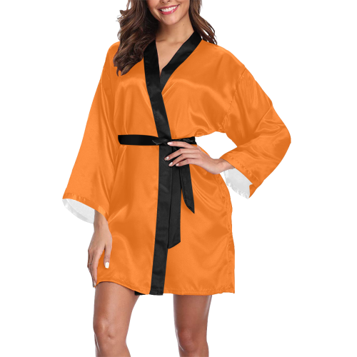 color pumpkin Long Sleeve Kimono Robe