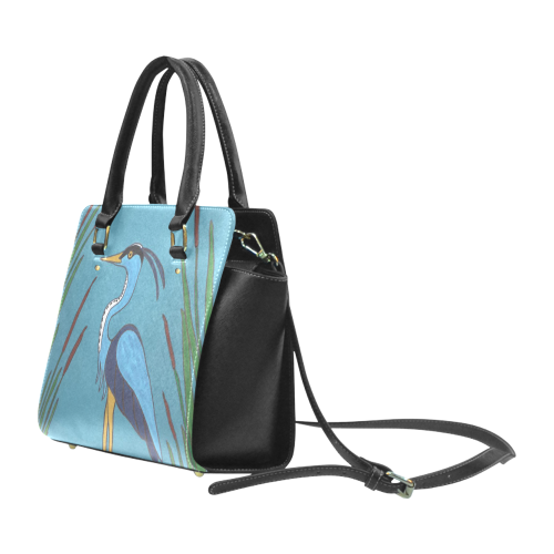 Blue Heron in the Cattails Classic Shoulder Handbag (Model 1653)