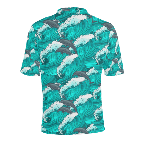 Happy Dolphins Men's All Over Print Polo Shirt (Model T55)