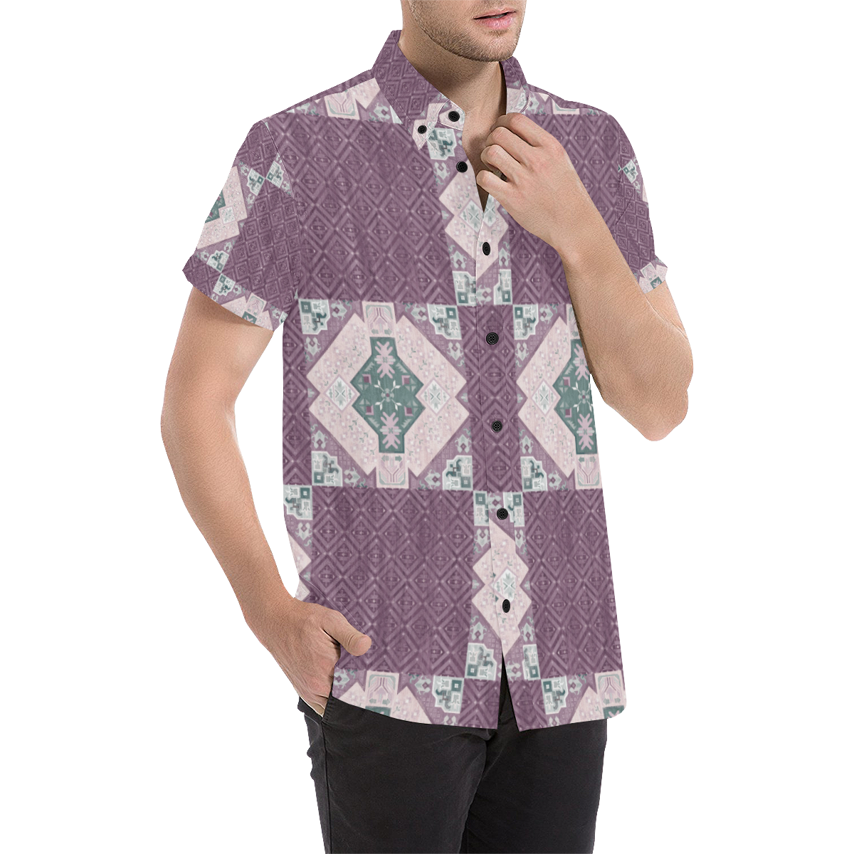 Exclusive Graphic Pattern Men's All Over Print Short Sleeve Shirt/Large Size (Model T53)