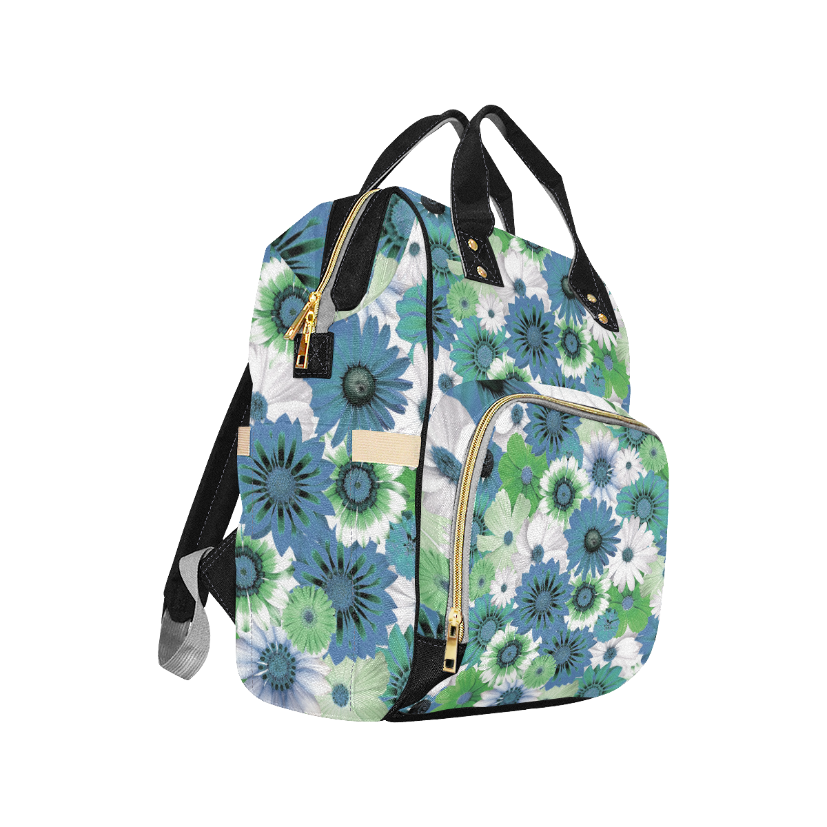 Spring Time Flowers 3 Multi-Function Diaper Backpack/Diaper Bag (Model 1688)