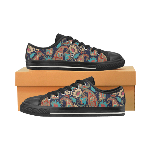 Paisley Pattern Low Top Canvas Shoes for Kid (Model 018)