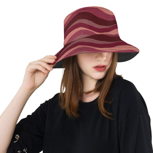Shades Of Red Waves All Over Print Bucket Hat