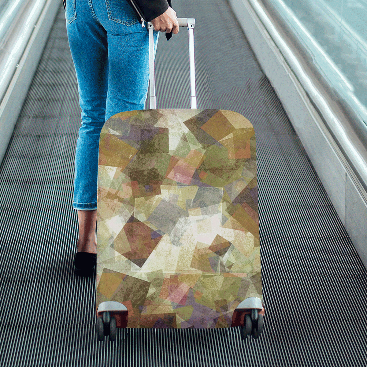 abstract squares Luggage Cover/Medium 22"-25"