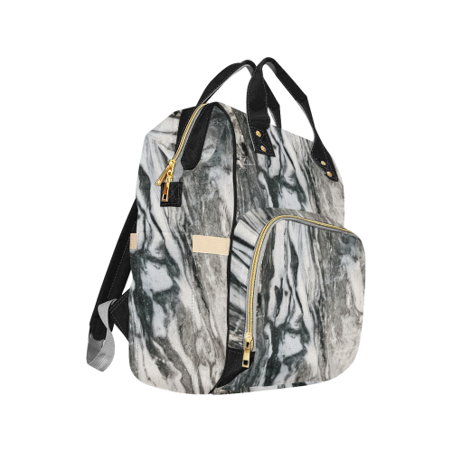 Marble Black & White Diaper Backpack Multi-Function Diaper Backpack/Diaper Bag (Model 1688)