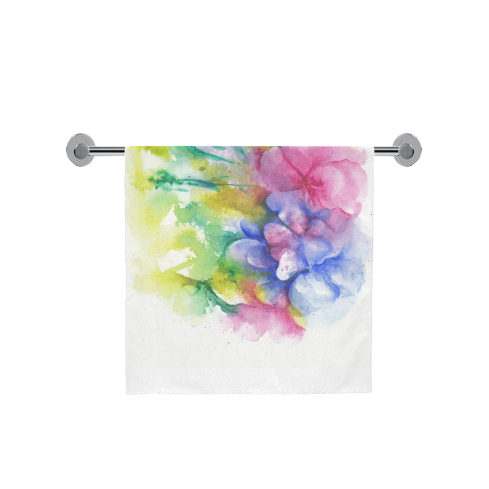 Tropical Flowers, Bold Floral Watercolor Bath Towel 30"x56"