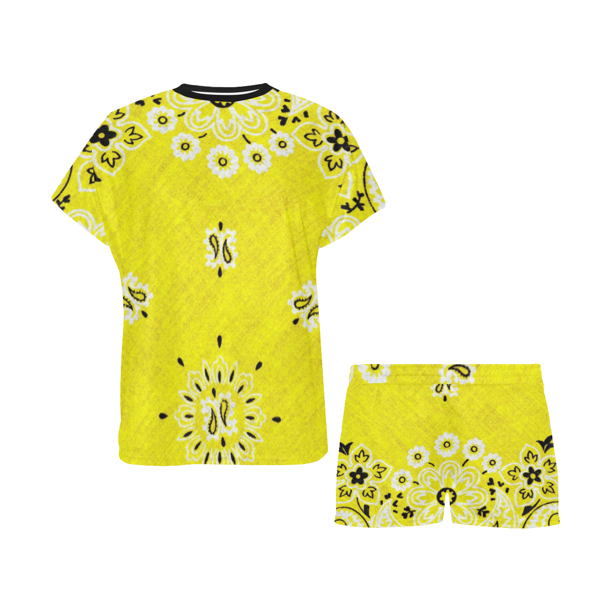 Grunge Yellow Bandana Women's Short Pajama Set