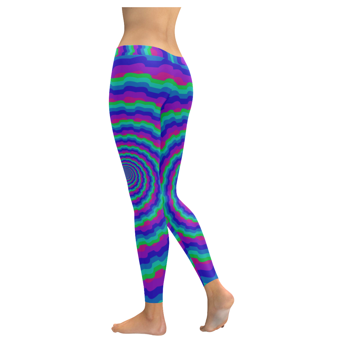 Blue spiral Women's Low Rise Leggings (Invisible Stitch) (Model L05)