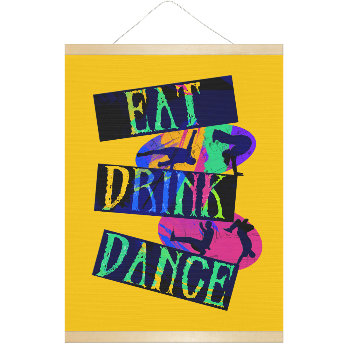Break Dancing Colorful / Yellow Hanging Poster 18"x24"