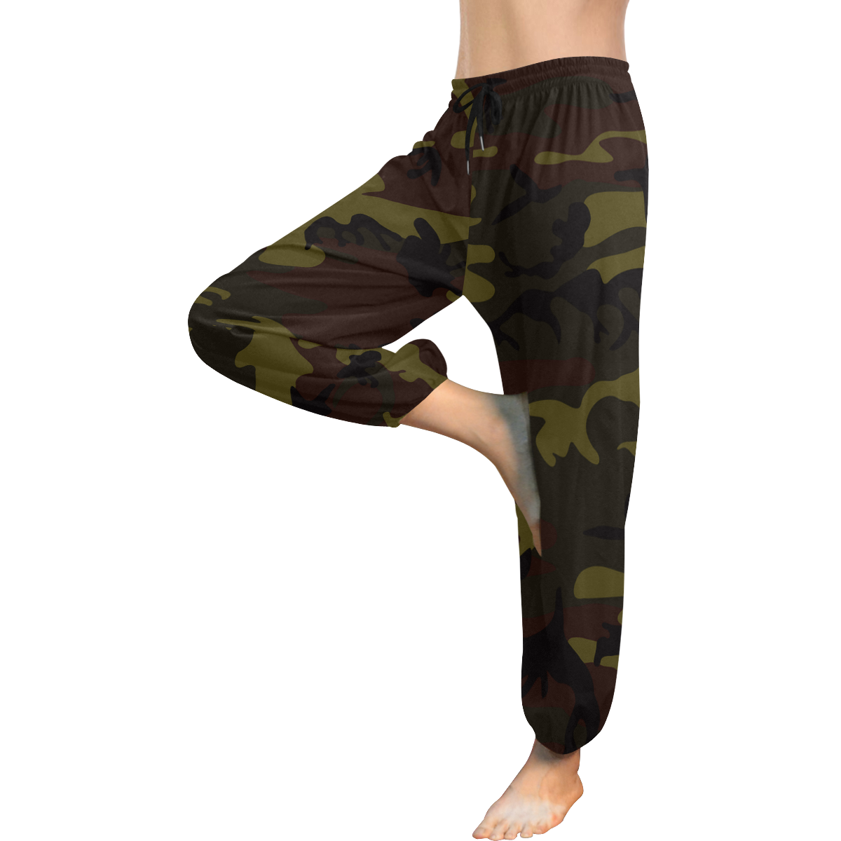 Camo Green Brown Women's All Over Print Harem Pants (Model L18)