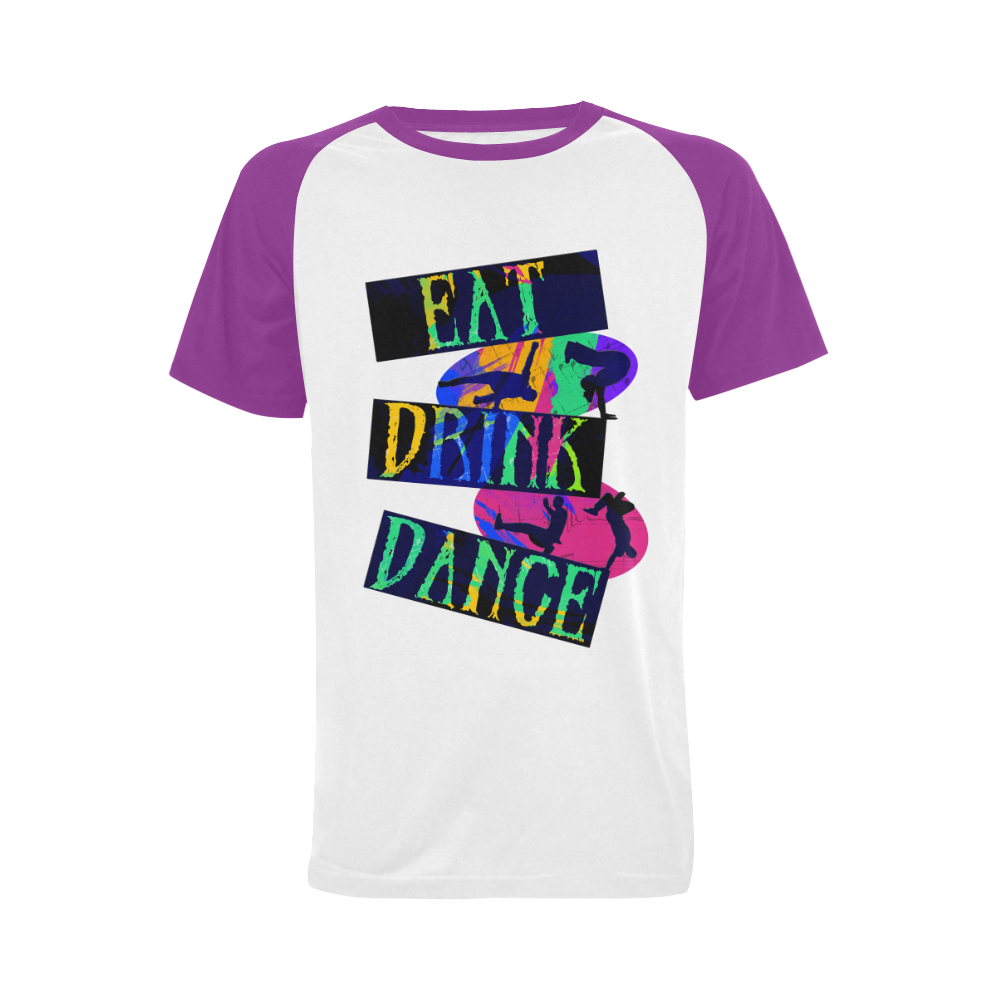 Break Dancing Colorful / Purple Men's Raglan T-shirt Big Size (USA Size) (Model T11)