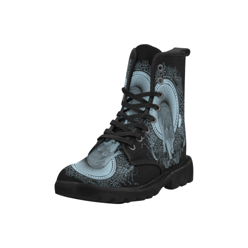 Wolf in black and blue Martin Boots for Men (Black) (Model 1203H)