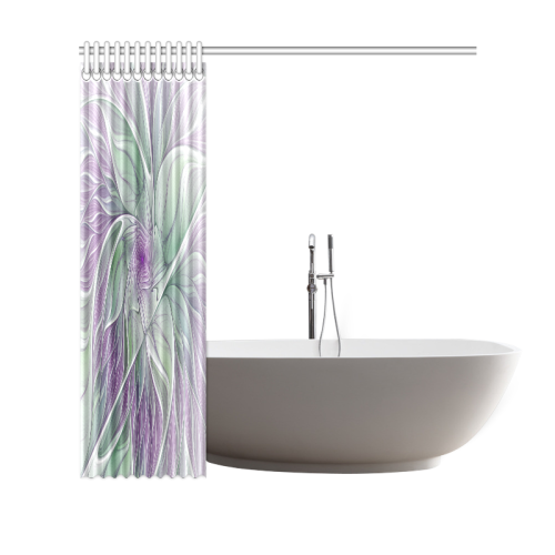 Flower Dream Abstract Purple Sea Green Floral Fractal Art Shower Curtain 69"x70"