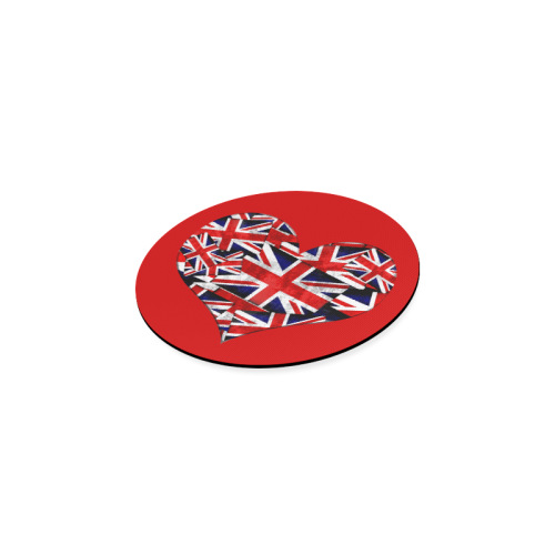 Union Jack British UK Flag Heart Red Round Coaster