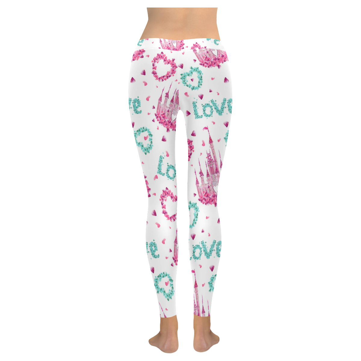 mickeylovepinklegging Women's Low Rise Leggings (Invisible Stitch) (Model L05)